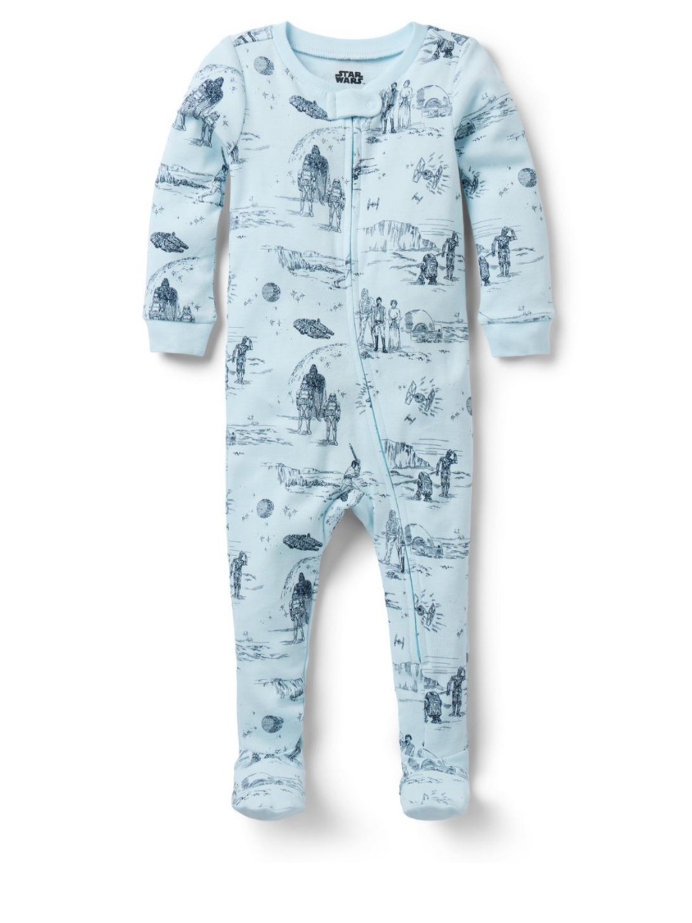 Janie and Jack Good Night Footed pajamas blue STAR WARS print 0-3 month